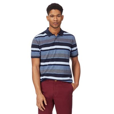 Big and tall navy textured stripe polo shirt